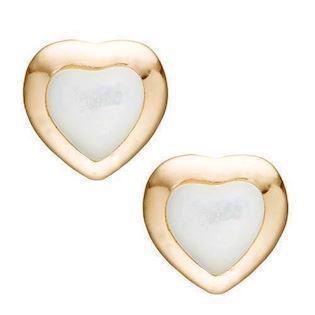 Christina Collect 925 sterling silver Mop hearts small gold-plated hearts with white enamel, model 671-G15